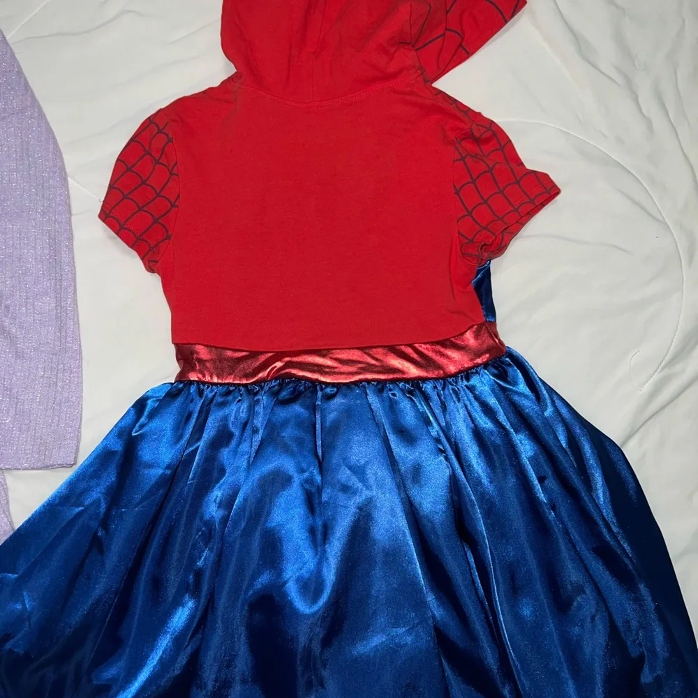 Spider-Themed Red and Blue Dress 7/8 and sparkly purple dress 6/7 - Picture 2 of 6